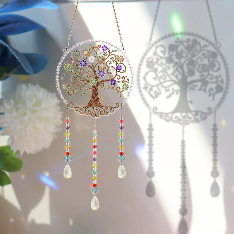 DIY Crystal Prism Teardrop Pendant Diamond Painting Kit Wind Chime (PFL12) Newly