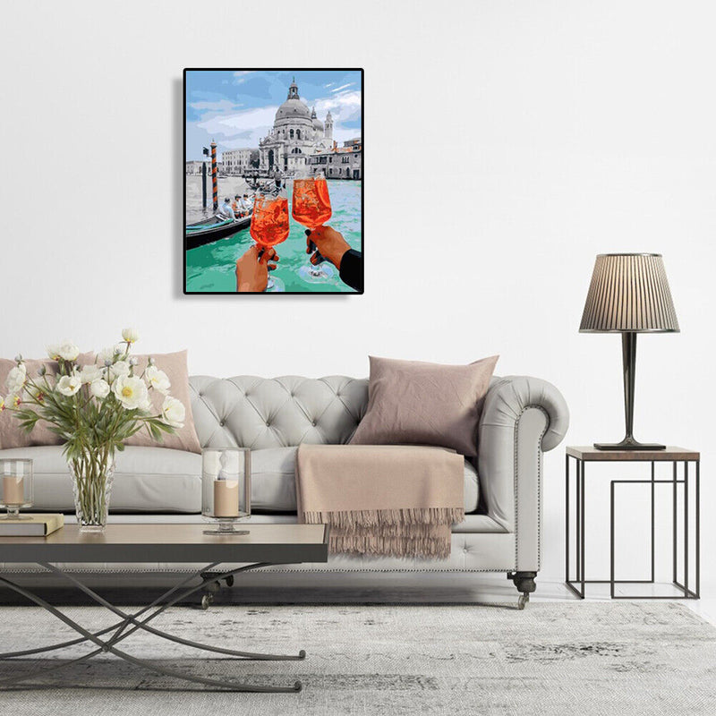 Hand Painted Craft Frameless DIY Cheers Painting By Numbers Digital Oil Picture