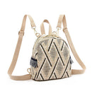 Straw Woven Small Travel Backpacks Casual Women Stripe Print Shoulder Schoolbags