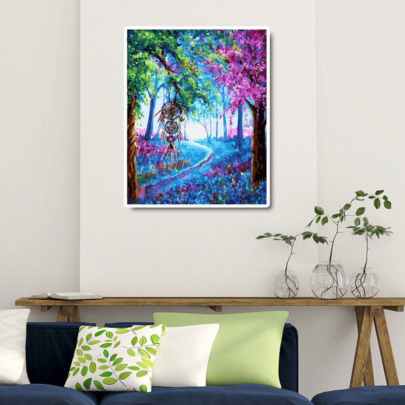 DIY Oil Painting By Numbers Kits Tree Hand Painted Canvas Color Drawing Picture