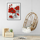 DIY Diamond Painting Red Flower Full Round Drill Rhinestone Home Decorations