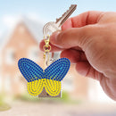 3pcs DIY Diamond Painting Keyrings Ukrainian Flag Key Chain for Bag Backpack Car