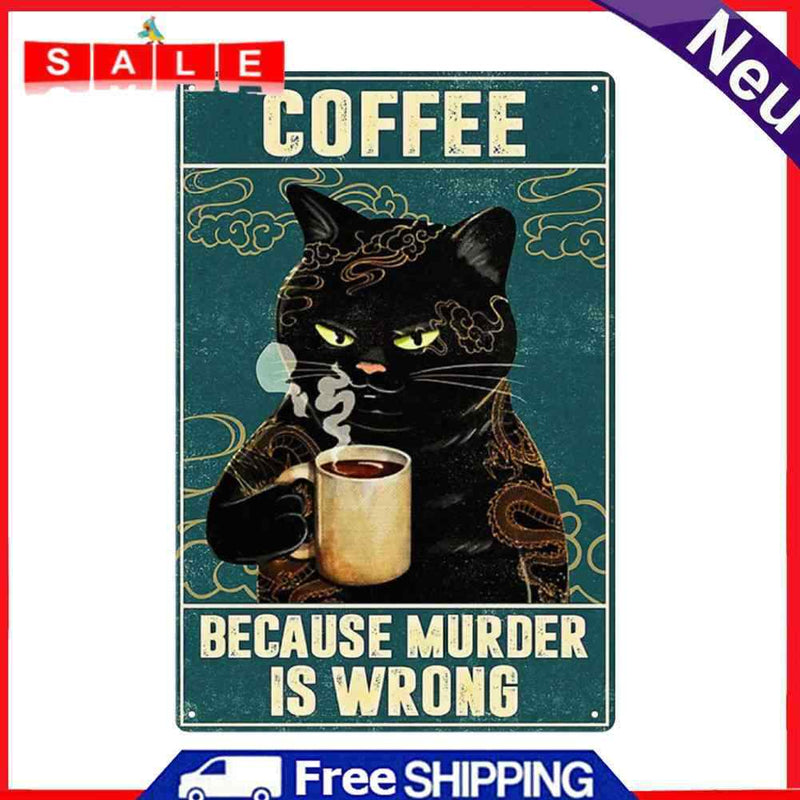 Retro Black Cat Metal Tin Sign for Bar Pub Club Plate Iron Painting Cafe Poster