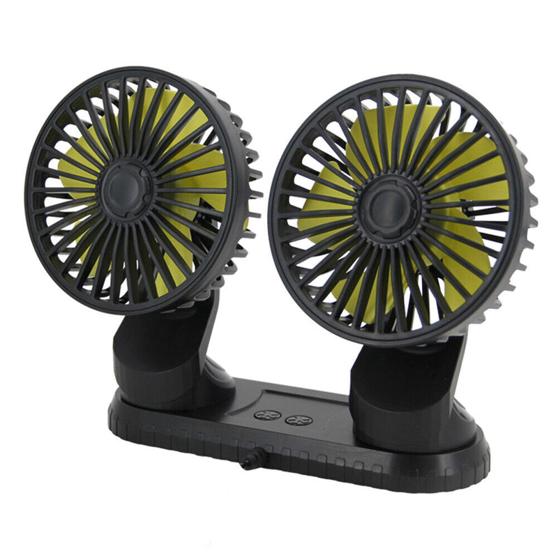 USB Powered Car Fan Multi-Angle Rotatable Dual Head 3-Speed Dashboard Dual Head