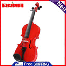 Wood 1/8 Size Handmade Acoustic Violin Red Fiddle for Beginner Learning