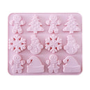12-Cavity Christmas Snowman Silicone Mold Fondant Chocolate Cake Baking Mould