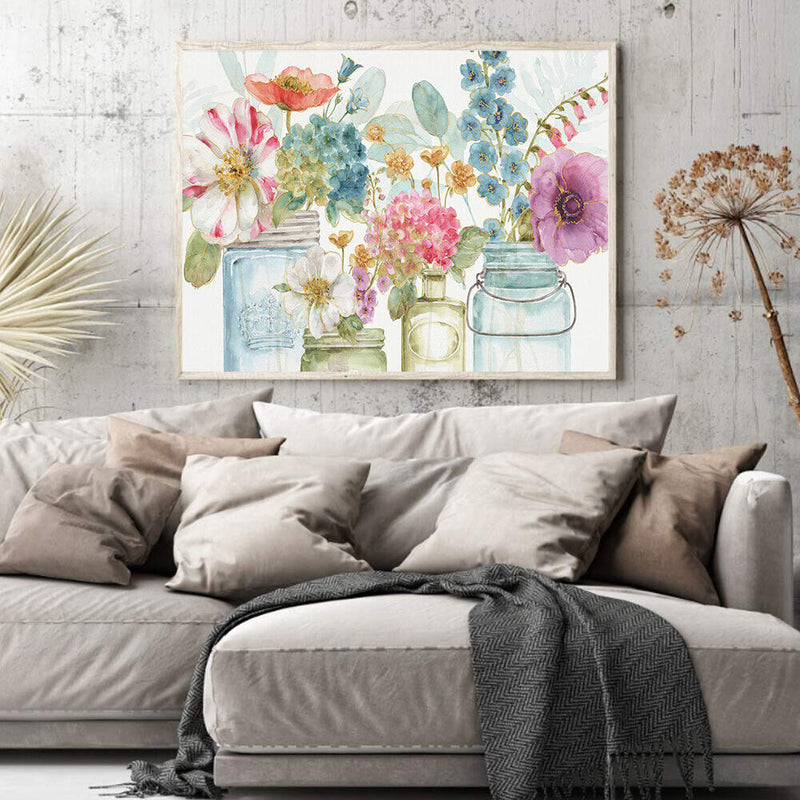 Multi-color Flower Oil Paint By Numbers Kit DIY Acrylic Painting on Canvas Cr