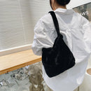 5pcs Retro Women Plush Leopard Love Shoulder Bag(Black)