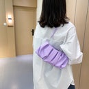 Pleated Shoulder Handbag Women PU Elegant Underarm Cloud Bags (Purple)
