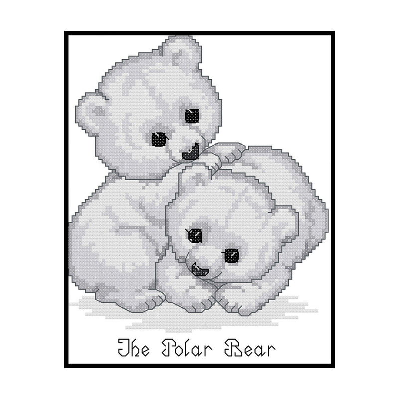 14CT Printed Partial Cross Stitch Handcraft Polar Bear Artwork Wall Decor