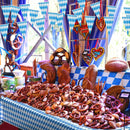 Oktoberfest Tablecover - Plastic Blue White Diamond Table Cloth for Party Newly