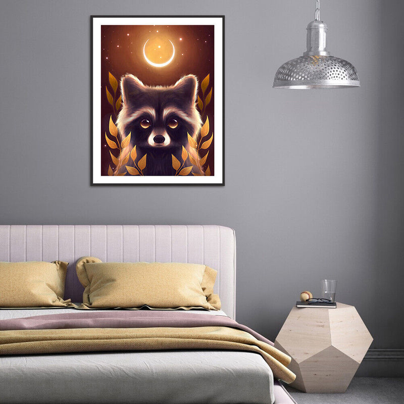 #A 5D DIY Diamond Painting Kits Moon Animal Full Round Drill Mosaic Rhinestone A