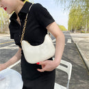 Women Solid Color Chain Underarm Bag Casual Ladies PU Leather Hobos Handbags