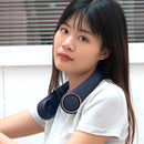 Summer Mute Leafless Air Cooling Hanging Neck Fan for Sports Travel (Blue)