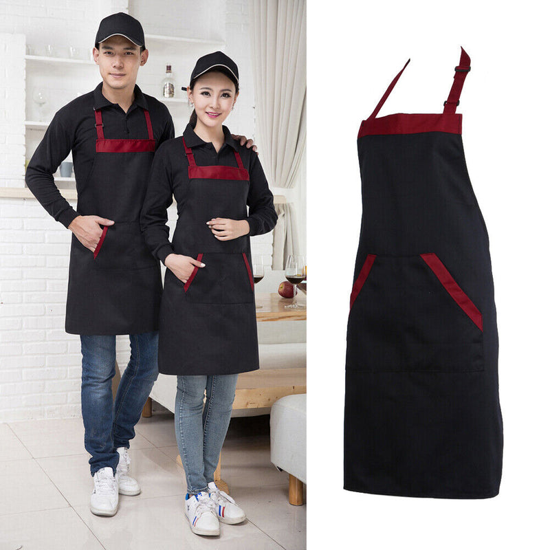 Unisex Halterneck Apron with 2 Pockets Chef Waiter Kitchen Cook Black  Tool