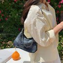 Retro Ladies Contrast Color Grid Underarm Bag Women Casual Chain Small Handbags