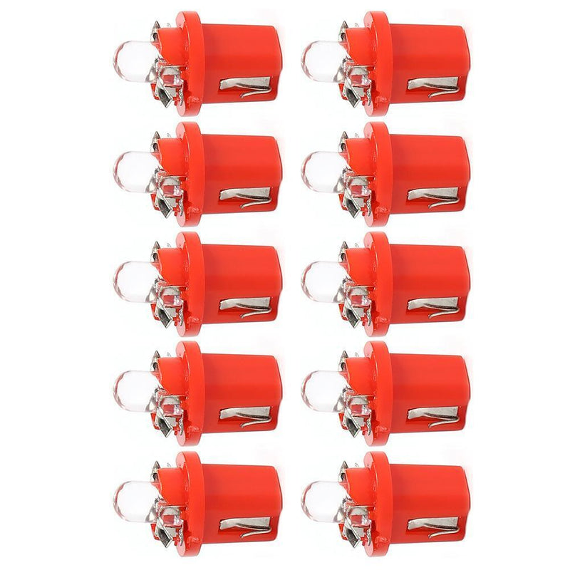 10pcs T5 B8.5D LED Car Light Auto Dashboard Instrument Light Bulbs (Red) Newly