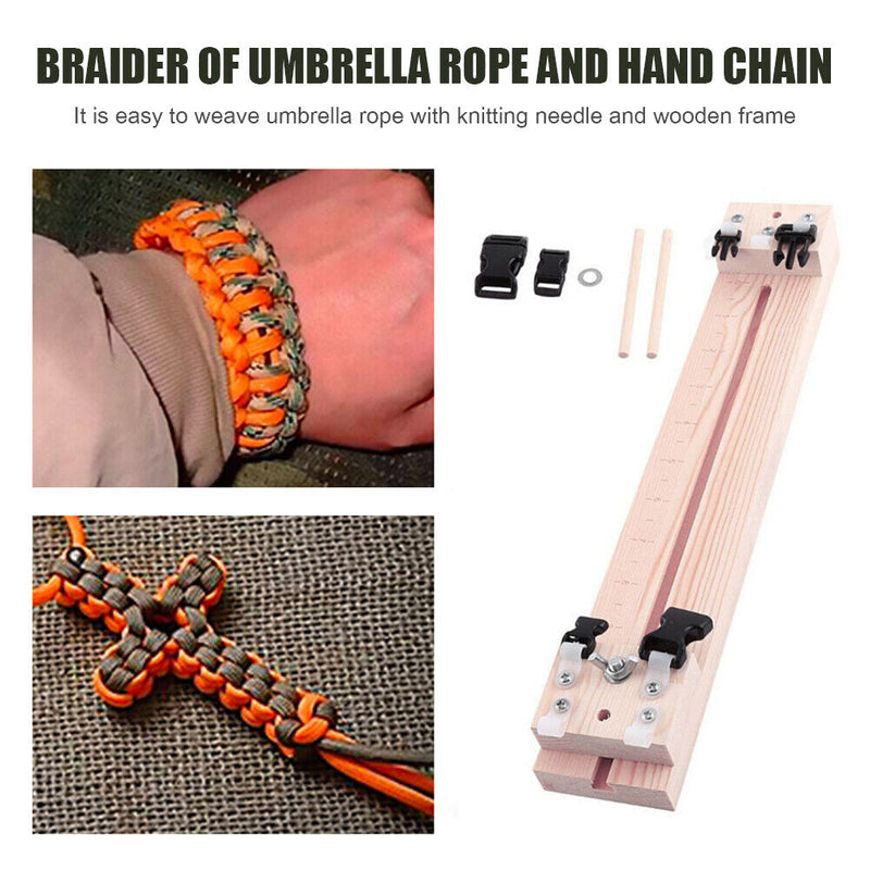 DIY Adjustable Length Umbrella Rope Bracelet Weaver Wooden Frame Tool Kit Newly