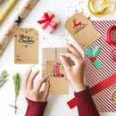 Christmas Kraft Gift Tag Stickers Xmas Tree School Home Office Present Tags