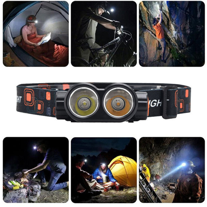 LED Magnetic Dual Bulb Headlamp with Magnets for Fishing Hiking Work Lighting
