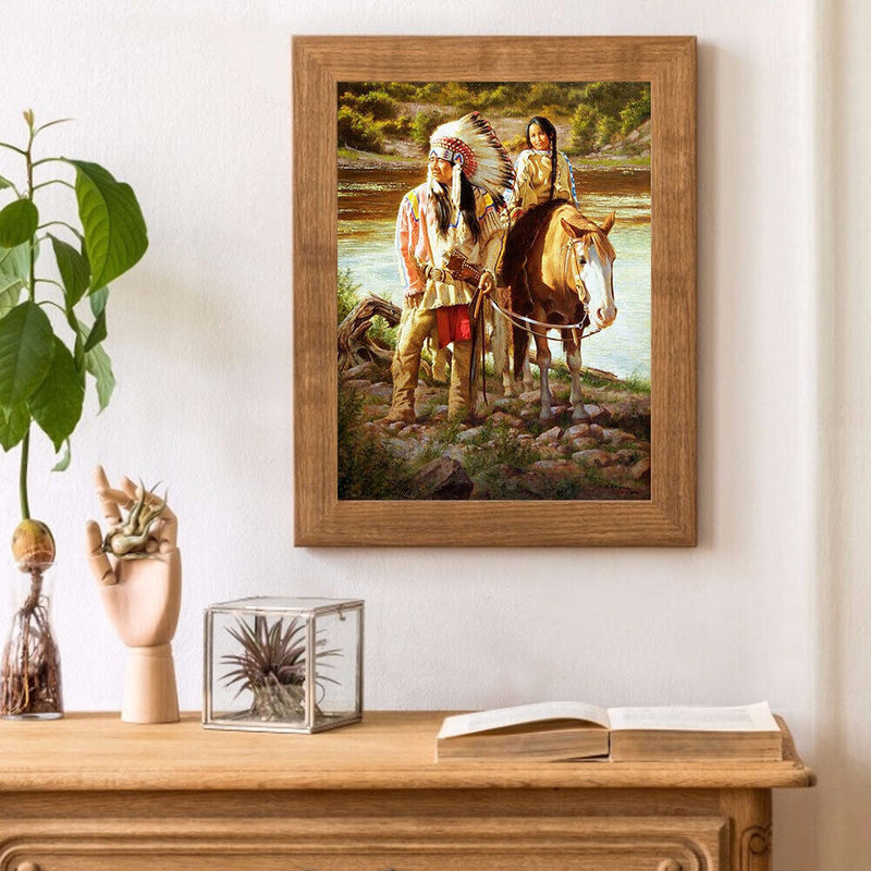 Indians Oil Paint By Numbers Kits DIY Handpainted on Canvas Wall Picture