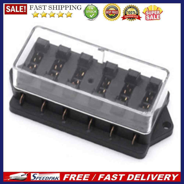 YJ-FB017 Automotive Circuit Blade Fuse Box 6 Ways Car Boat RV Block Holder