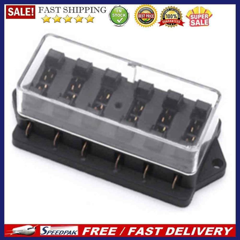 YJ-FB017 Automotive Circuit Blade Fuse Box 6 Ways Car Boat RV Block Holder
