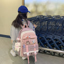 #A Japanese Harajuku Backpack School Students Hit Color Mochila with Pendant Bad