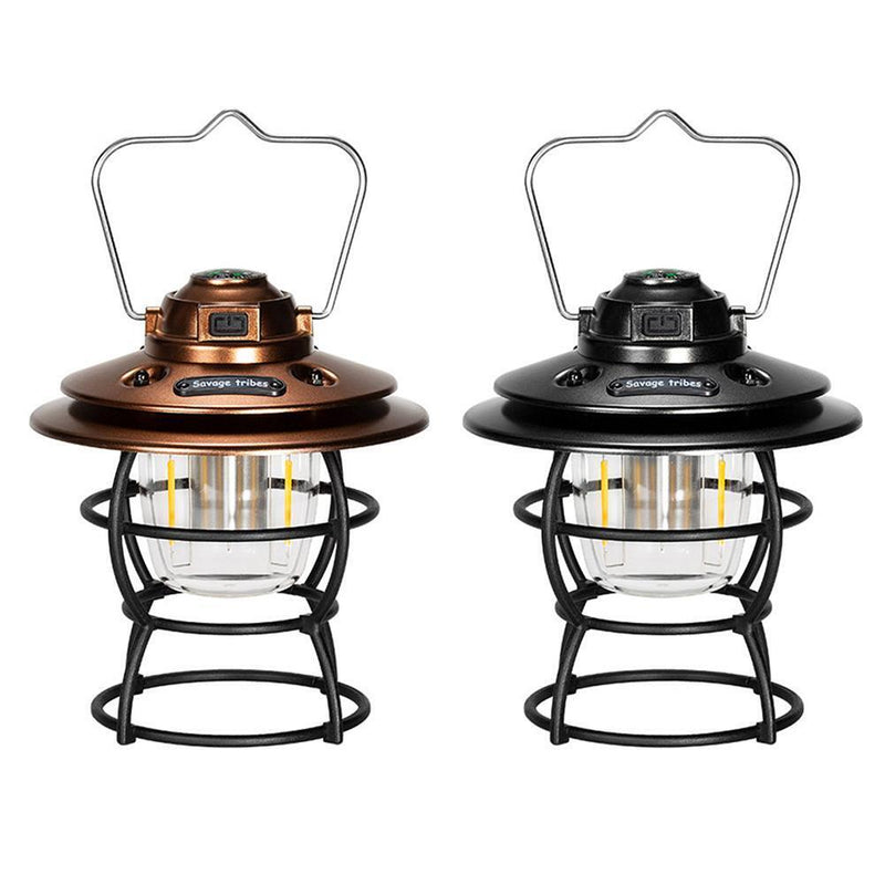 Camping Lantern 3 Gears Retro Tent Light for Travel Hiking Emergency (Bronze)