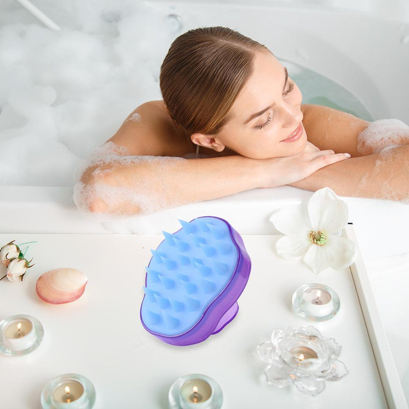 Multi-function Scalp Body Massage Brush Shampoo Shower Comb Brush (Purple) Newly