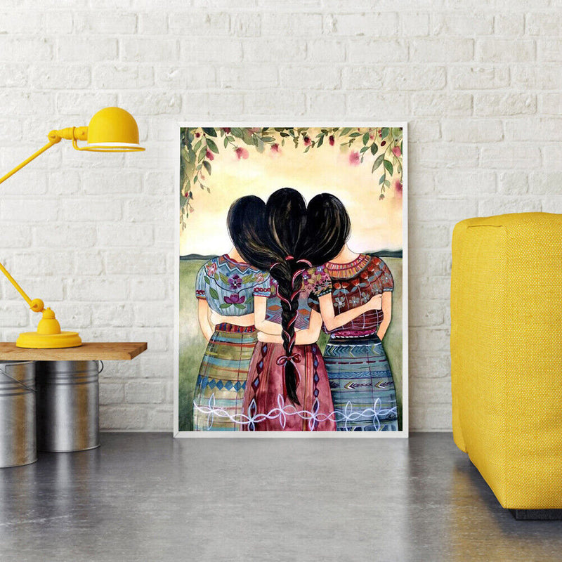 DIY Full Round Drill Diamond Painting Three Girls Picture Rhinestone Mosaic Kit