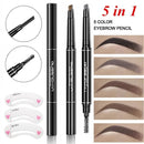 Eyebrow Pencil With 5 Colors Refill Lead 3 Pcs Eyebrow Stencils Brow Tattoo Pen