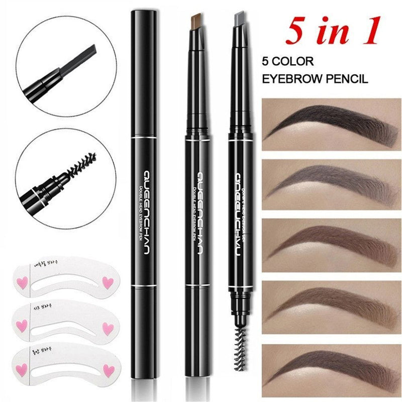 Eyebrow Pencil With 5 Colors Refill Lead 3 Pcs Eyebrow Stencils Brow Tattoo Pen