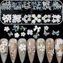 Bear Shape Nail Art Rhinestones Kit White Flower Nail Art Charms Multi Shaped