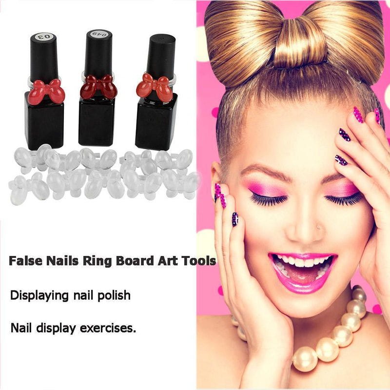 50pcs/set Butterfly Nail Polish Display False Nails Ring Tool (Transparent)