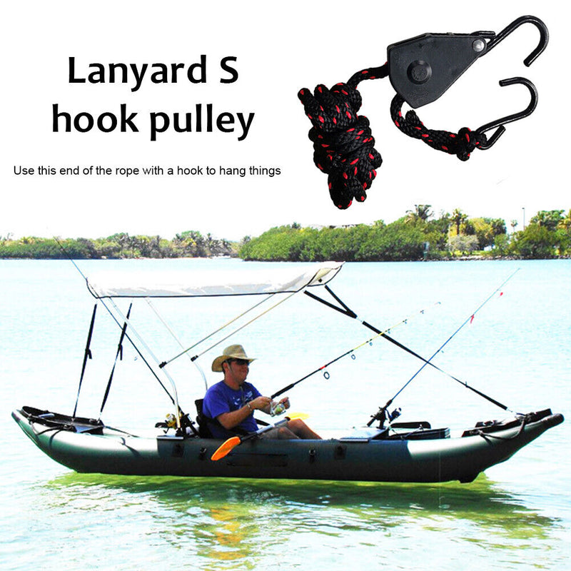 Adjustable Hanging Lanyard Tent Lamp Lifting Pulley Hook (3/8 inch Metal) Newly