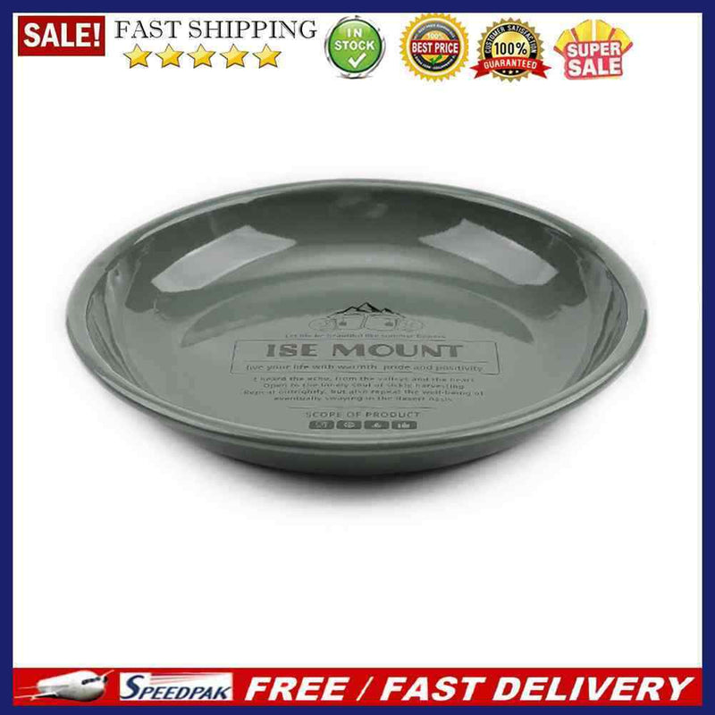 Camping Dinner Plates Enamel Outdoor Picnic BBQ Home Food Dish (Dark Green)