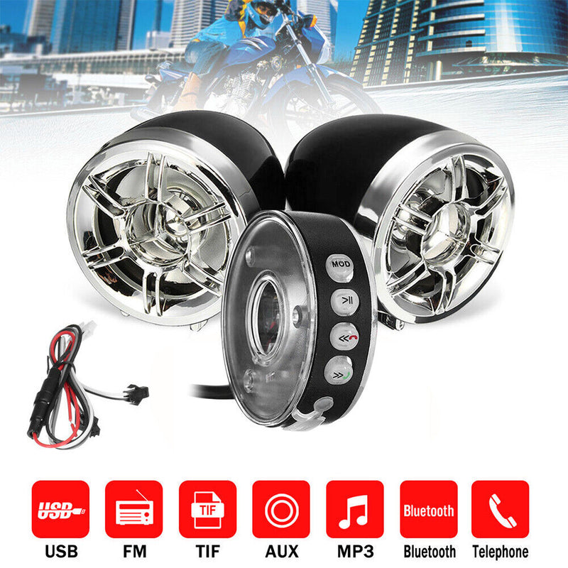Portable Motorcycle Bluetooth Sound Speakers FM Radio MP3 Player Audio System