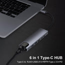 6 in 1 USB C HUB Docking 2 USB 3.0 4K HDMI Type-C RJ45 100W PD Charging Adapter