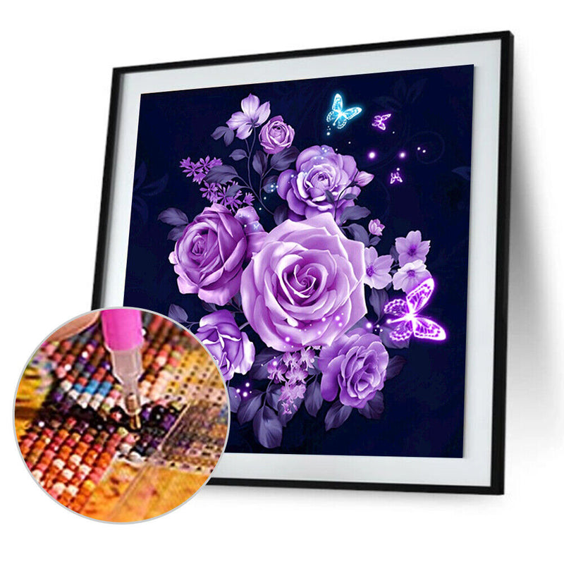 Purple Rose 5D Diamond Painting Embroidery DIY Cross Stitch Home Decor Newly