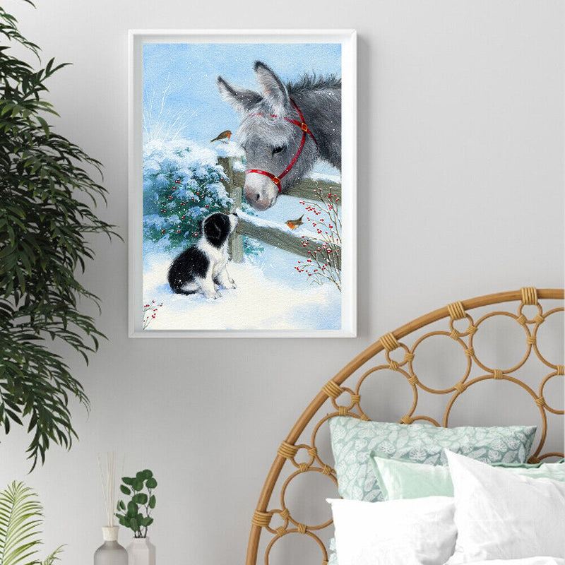 Snow Donkey Oil Paint By Numbers Kits Canvas Picture DIY Wall Art Craft Decor