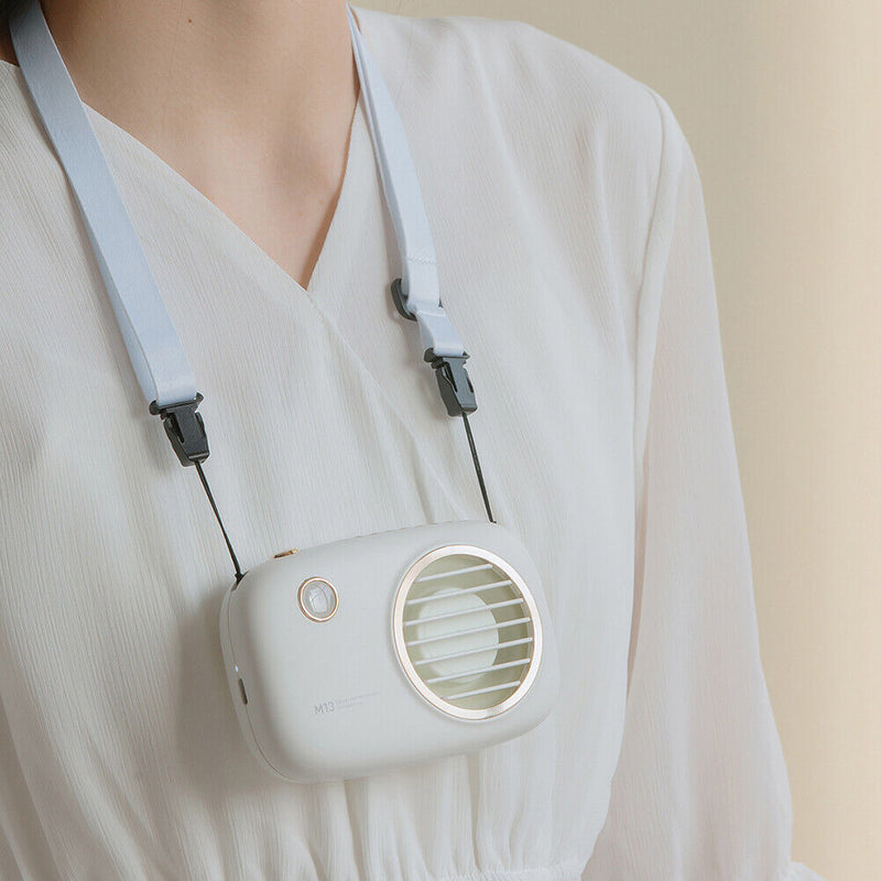 #A Portable Camera Fan with Flashlight Creative Hanging Neck Fan for Women Child