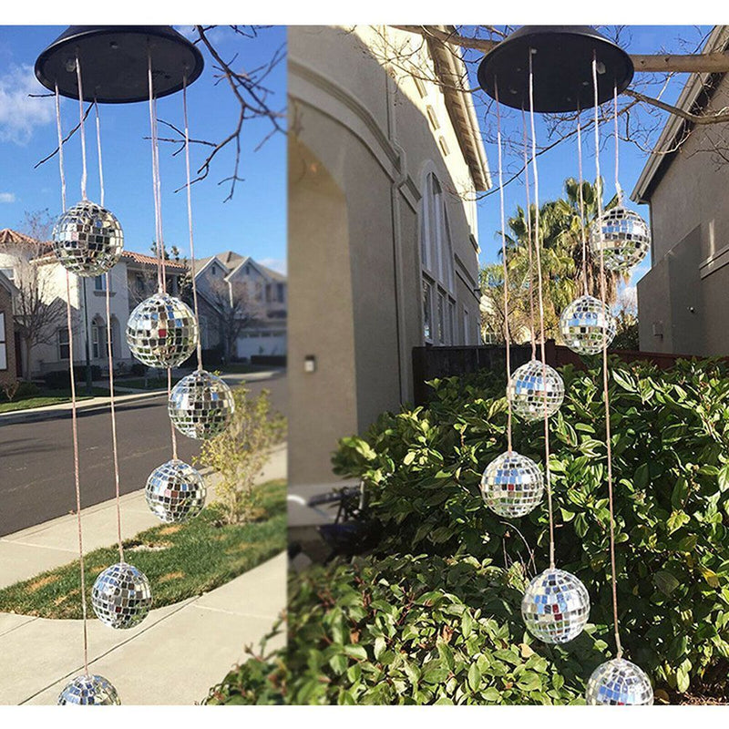 Waterproof Mirror Ball Windbell Lights LED Solar Wind Chimes Lights Lawn Lamps