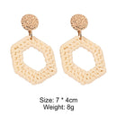 Korean Handmade Straw Woven Boho Geometric Large Women Drop Earrings (05) Newly