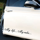 8.5x60cm My Life My Rules Car Stickers Reflective Decals Auto Styling Black
