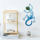 2pcs Wrought Iron Sculptures Gecko Outdoor Garden Wall Hanging Metal Gecko Decor