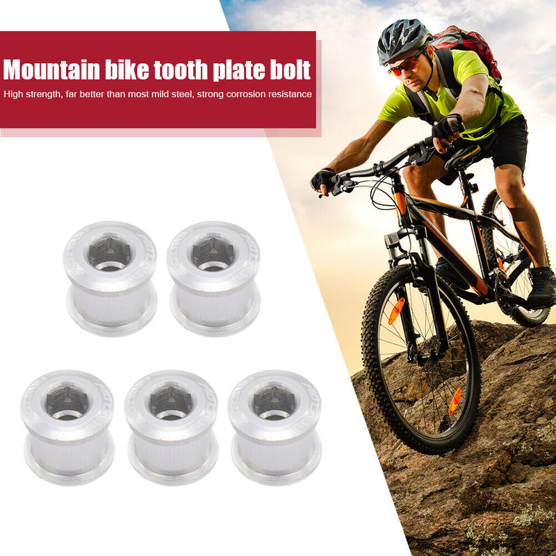 5pcs Aluminum Alloy Single Double Chainring Bolts + Nuts for Mountain Road
