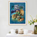 DIY Mosaic Full Round Diamond Painting Kit Animal World Rhinestone Picture Gi