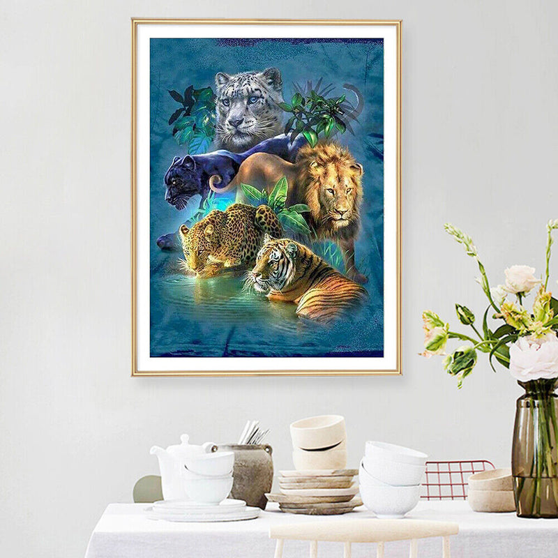 DIY Mosaic Full Round Diamond Painting Kit Animal World Rhinestone Picture Gi