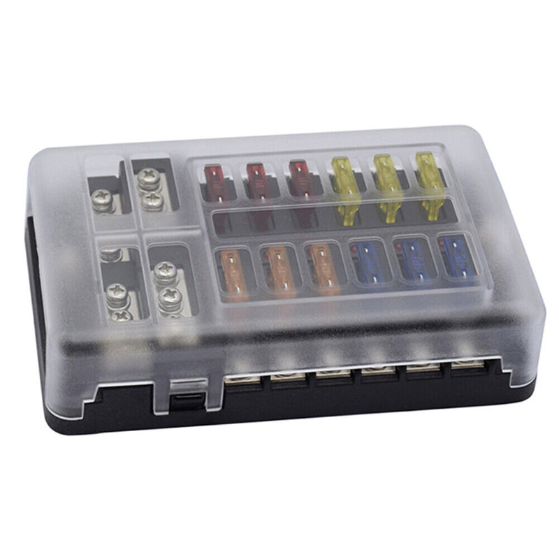 YJ-FB015 12 Ways 32V Automotive Blade Fuse Box Kit Terminal Block Holder